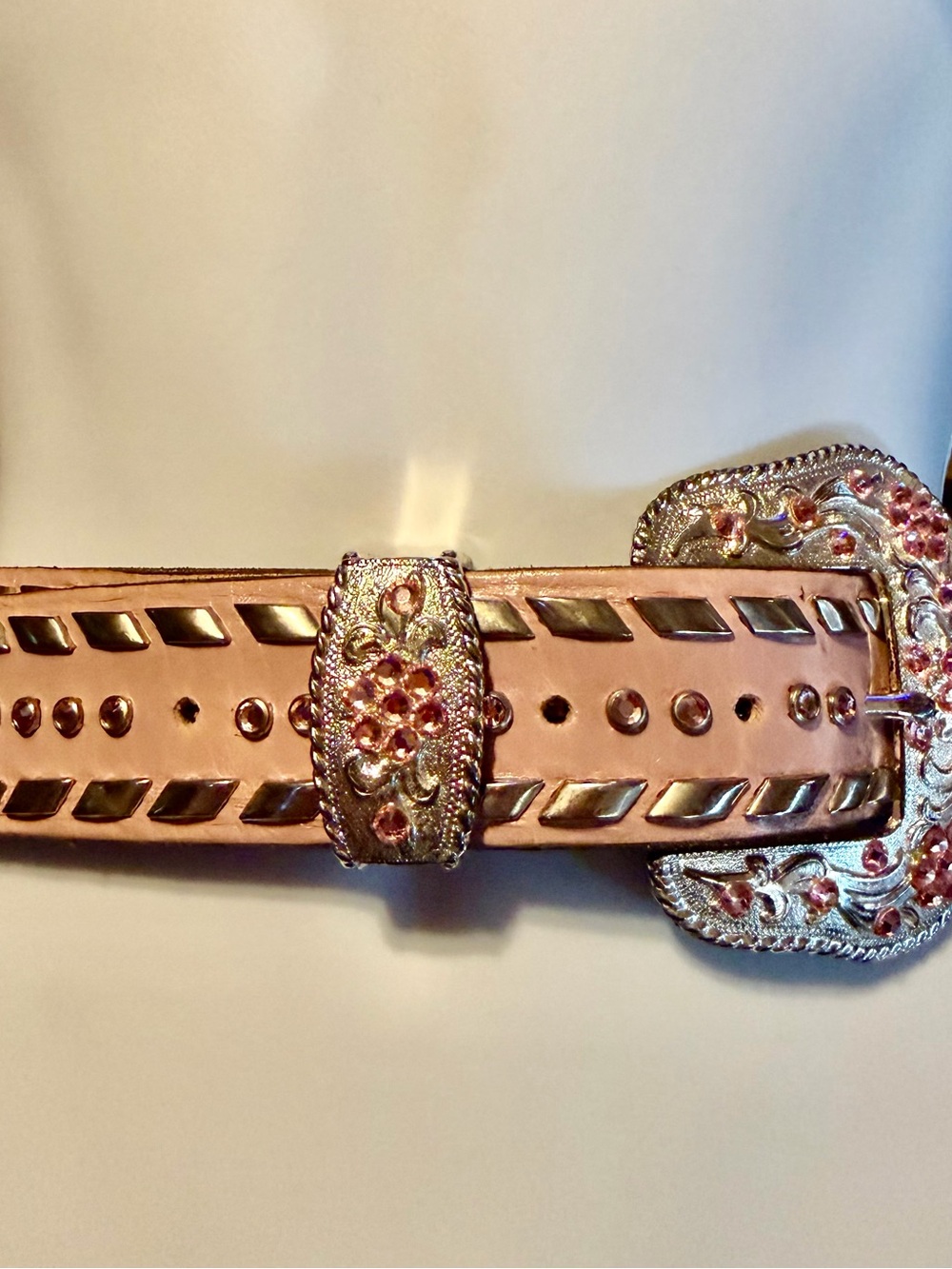 Vintage Jose Luis Western pink rhinestone Belt